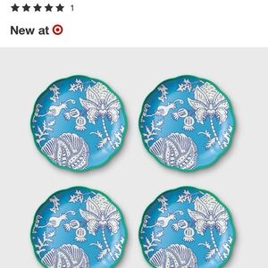 NWT Roller Rabbit x Target Blue Floral Melamine Dinner Plates - Set of 4